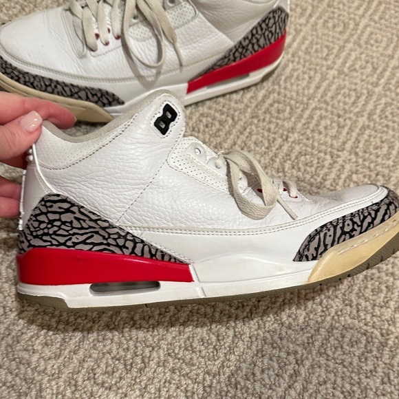 Men’s/boys Air Jordan Sneakers - White leather and Red size 10 - Picture 6 of 7